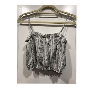 flowy black and white striped top and shorts